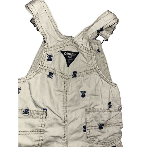 OshKosh B'gosh Baby Overalls Skull Print‎ Cotton Shortalls - Picture 6 of 8